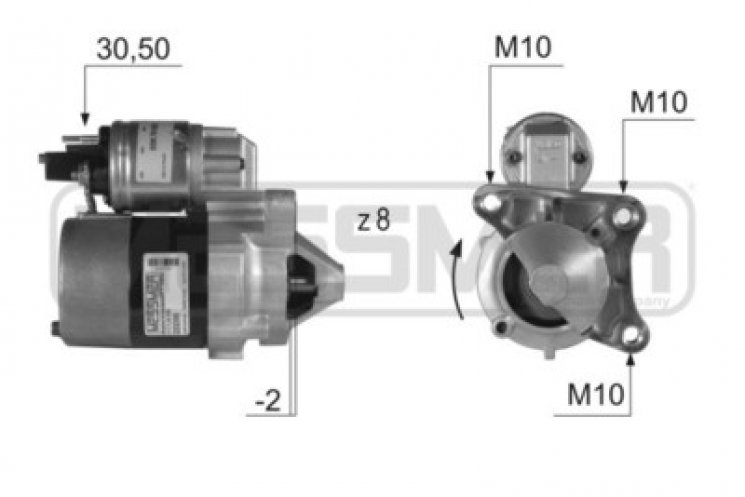 Стартер 0,85 квт 12 в 8 зубов Renault Logan, Duster, Nissan Almera g15, Megane II, Scenic II, Kangoo (арт. 8200815083.1)