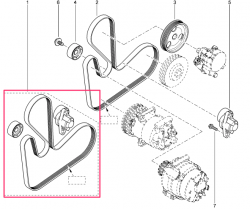 Комплект приводного ремня (оригинал) Renault Logan I, Sandero I, Duster, Lada Largus, Nissan Almera g15 (арт. 117206746R)