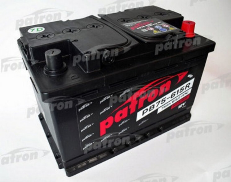 Аккумулятор Меган 3 , Флюенс, Логан, Сандеро, Дастер, Ниссан g15 Patron power 12v 75ah 615a etn 0(r+) 278x175x190mm 17.6kg (арт. PB75-615R)