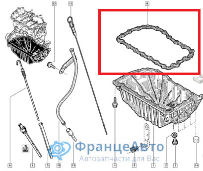 Прокладка поддона, картера Renault Duster, Kaptur (f4r) (арт. 2550004)