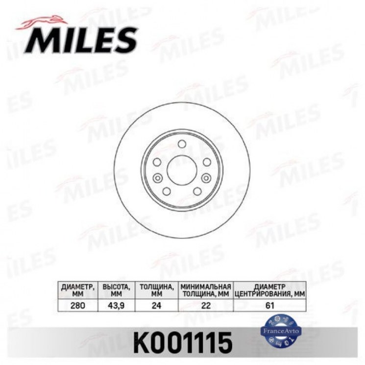 Диск тормозной передний Renault Kangoo I, Laguna I, Megane II, Scenic I, Mercedes-benz citan (арт. K001115)