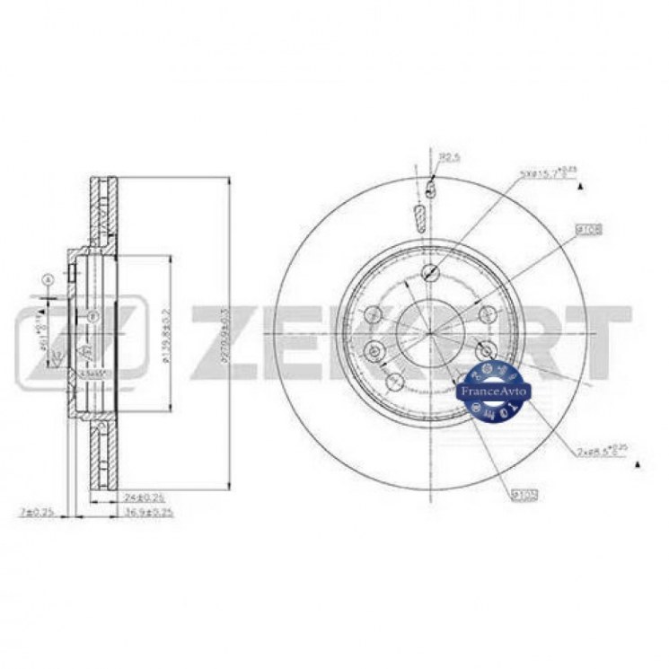 Диск тормозной передний Renault Kangoo II, Laguna I, Megane II, Scenic I, Mercedes-benz citan (арт. BS5631)